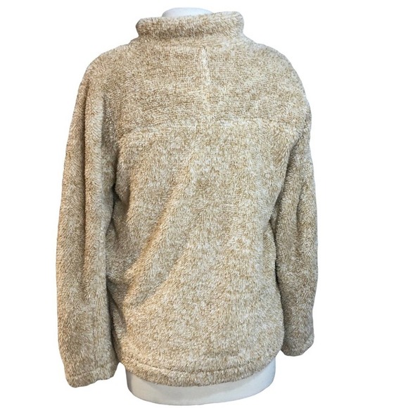 UMGEE NWT Tan Heathered Fuzzy Teddy Half Zip Pullover Size Medium - Picture 3 of 10